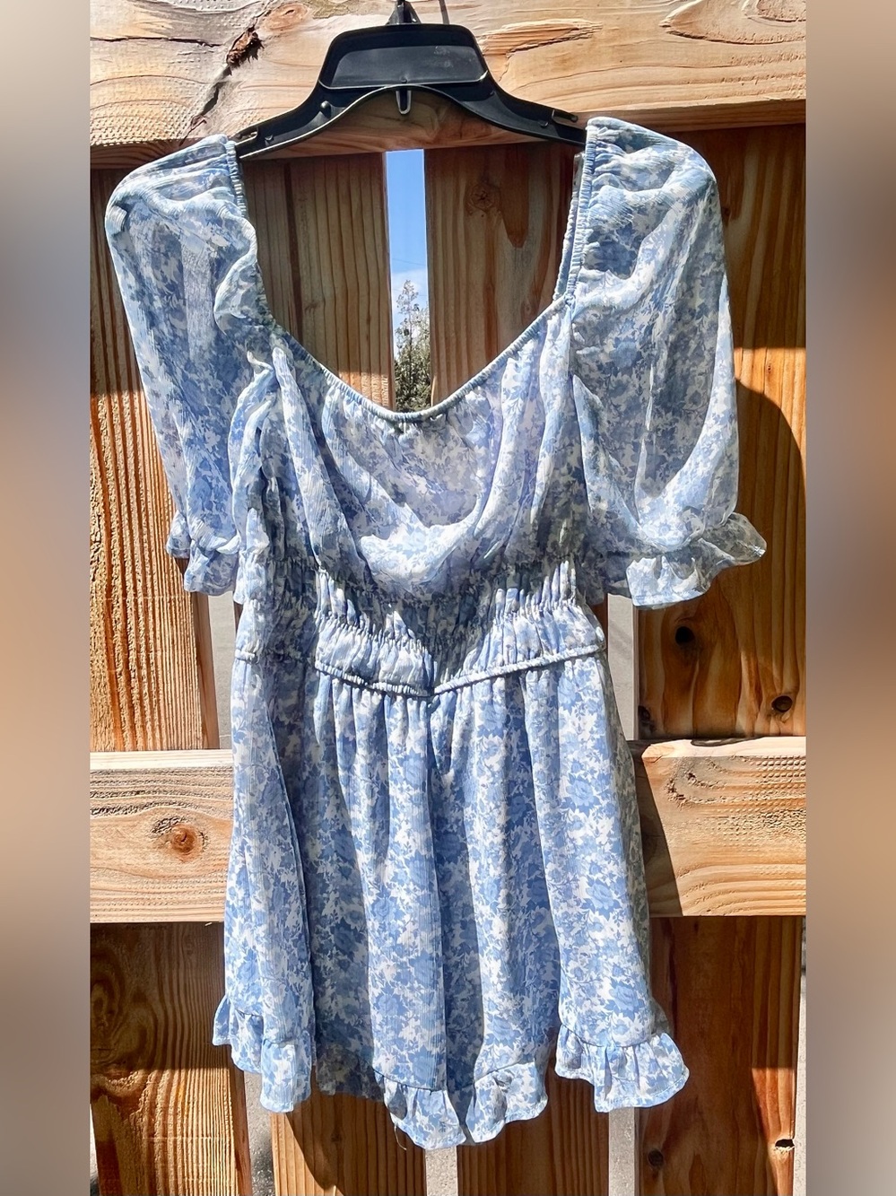 Trixxi Blue and White Floral Romper